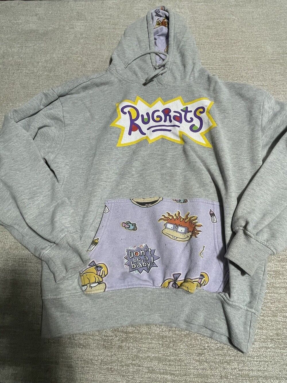 Nickelodeon Rugrats Sweater Hoodie Adult Size Medium Gray